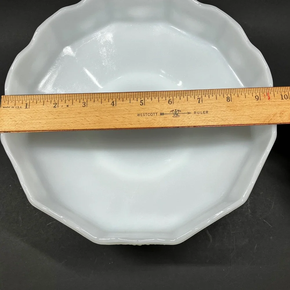 Anchor Hocking Serving Bowl Fire-King 8.5in Milk White Vintage Grape Pattern